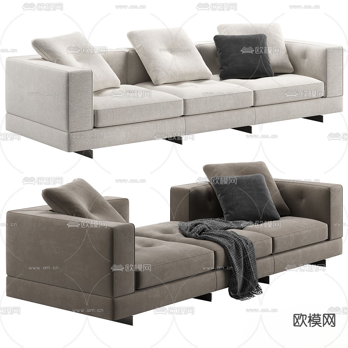 Dylan 三人沙发 软体沙发3d模型下载（渲染图1）