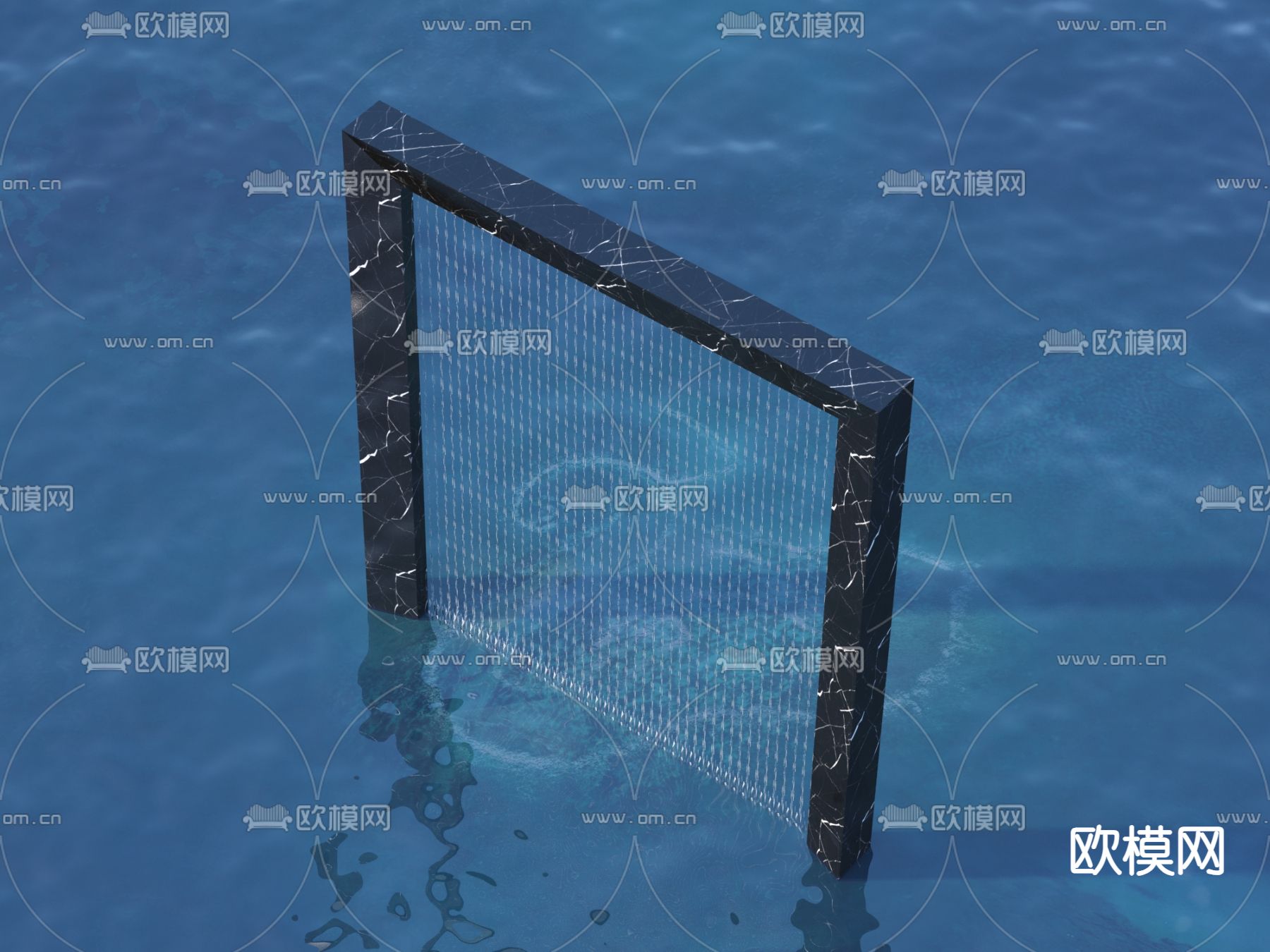 流水 小瀑布 水景3d模型下载