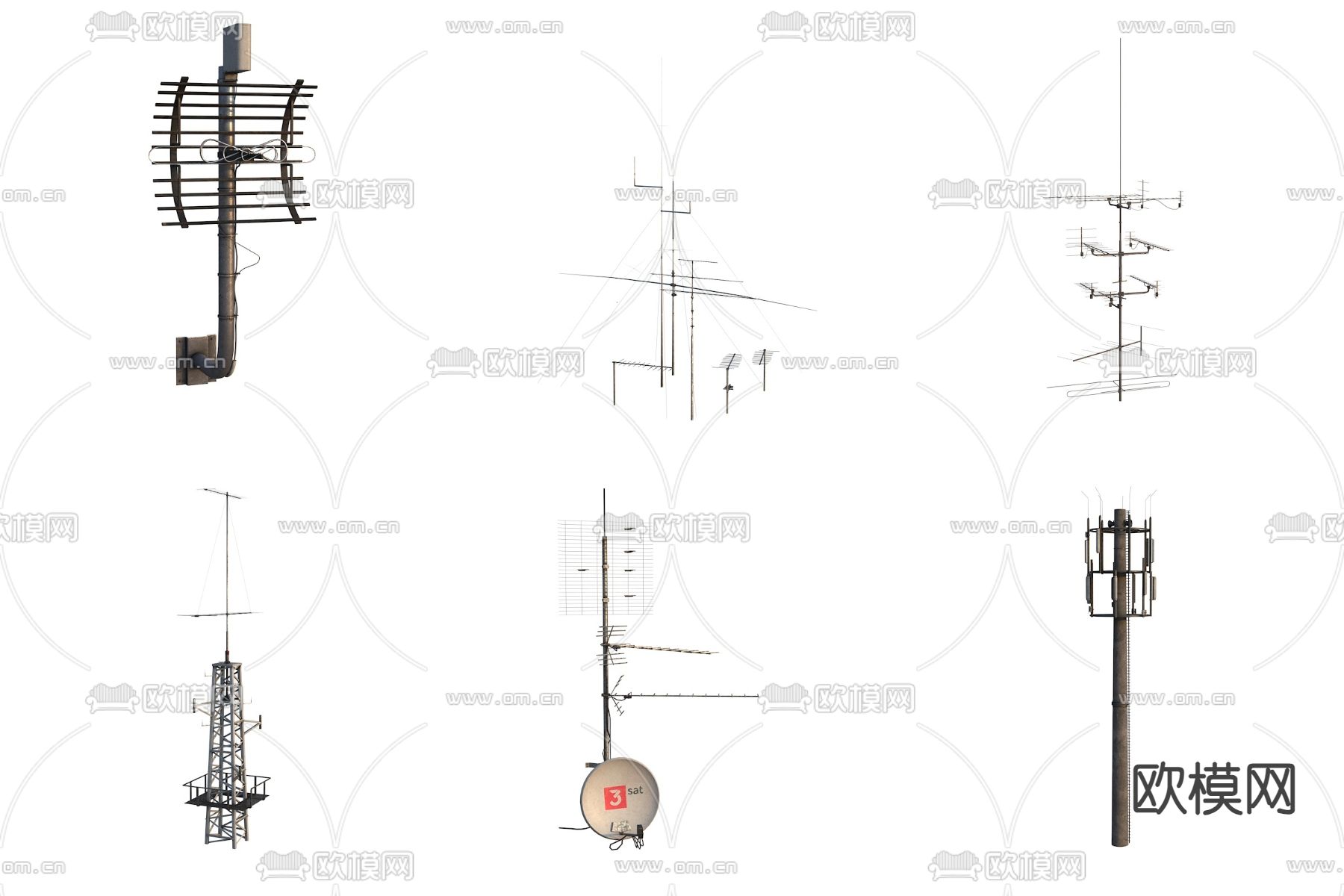 信号接收塔 雷达 无线电发射3d模型下载
