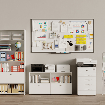  文件柜 打印机 白板报 刊架su模型 