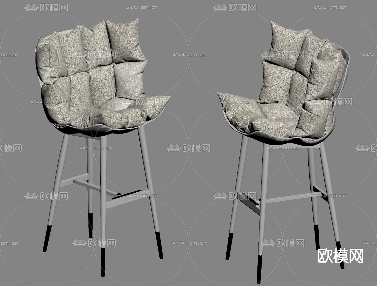 现代吧椅 高脚凳 吧台凳su模型下载（渲染图1）