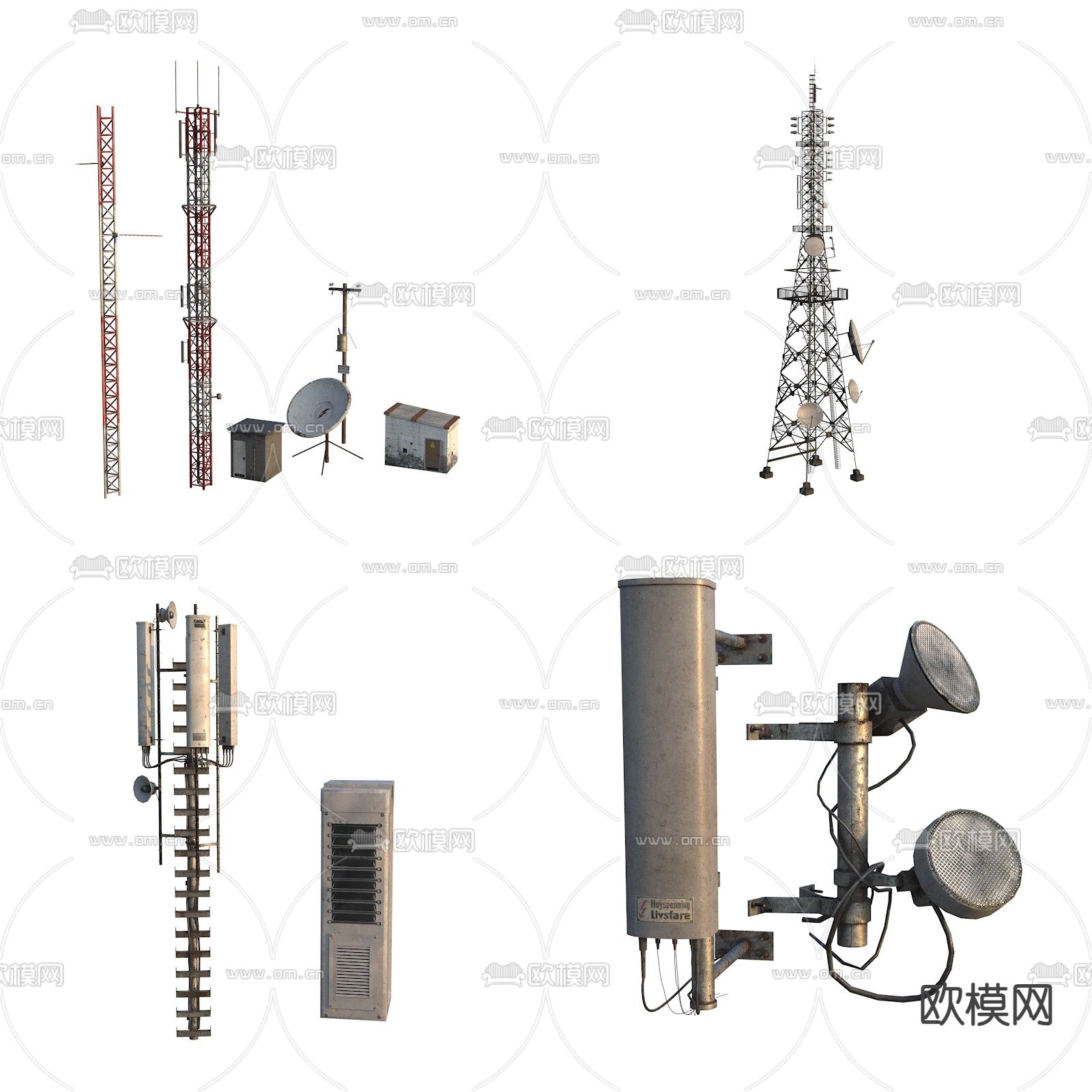 天线 信号接收塔 喇叭 无线电发射3d模型下载