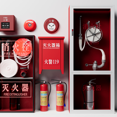  消防栓 消防器材 灭火器su模型 