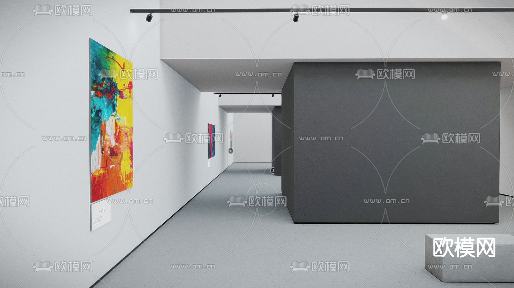 文化馆 画馆画展 美术馆3d模型下载