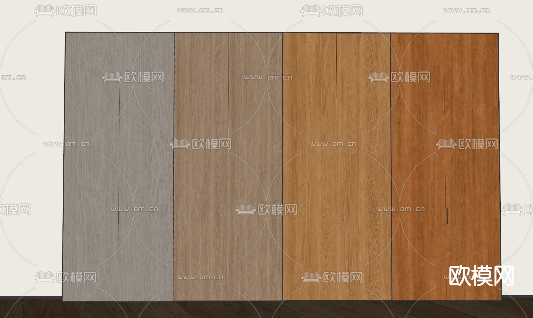 木饰面板 护墙板su模型下载（渲染图1）