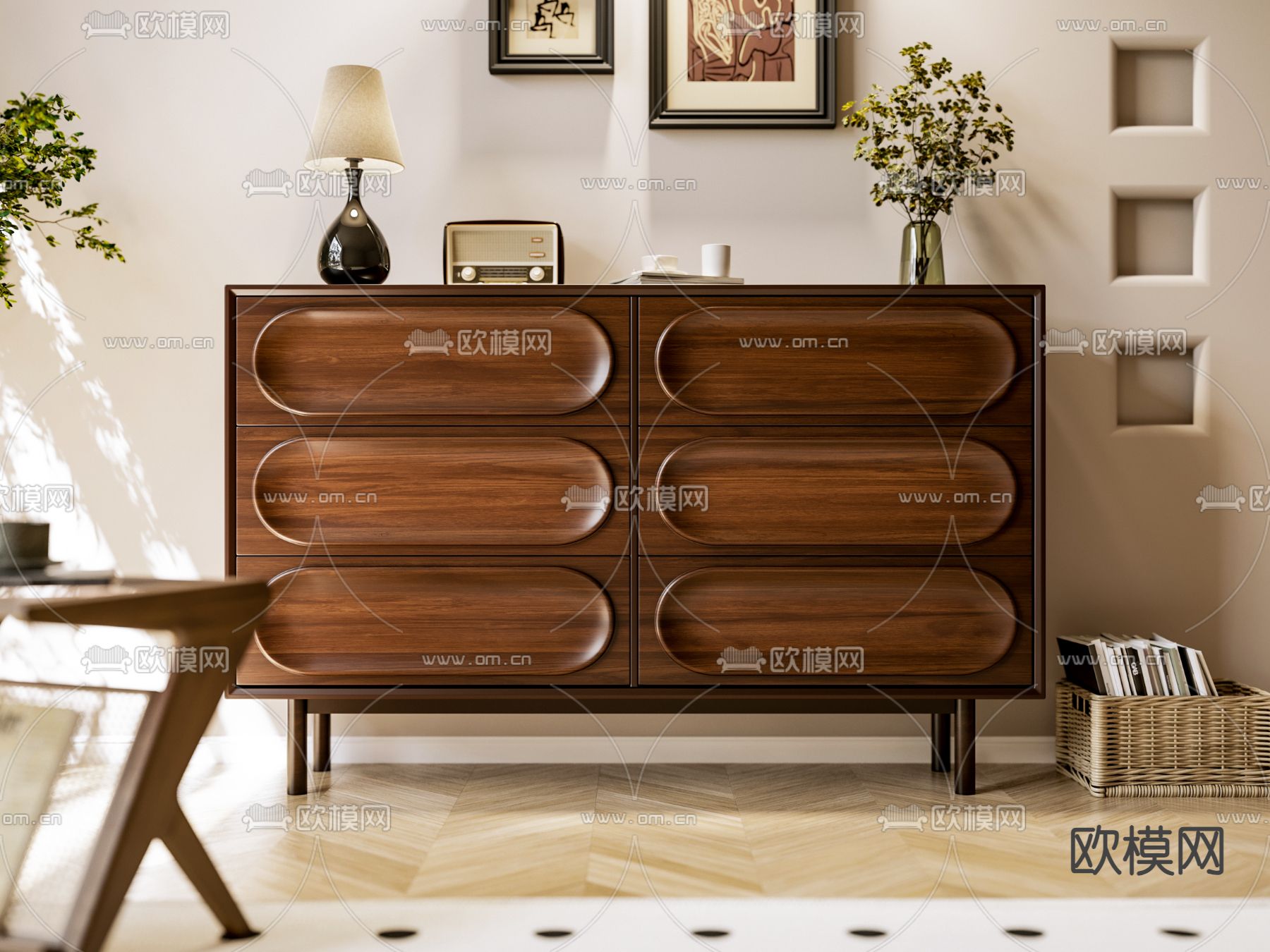 中古风斗柜 边柜3d模型下载