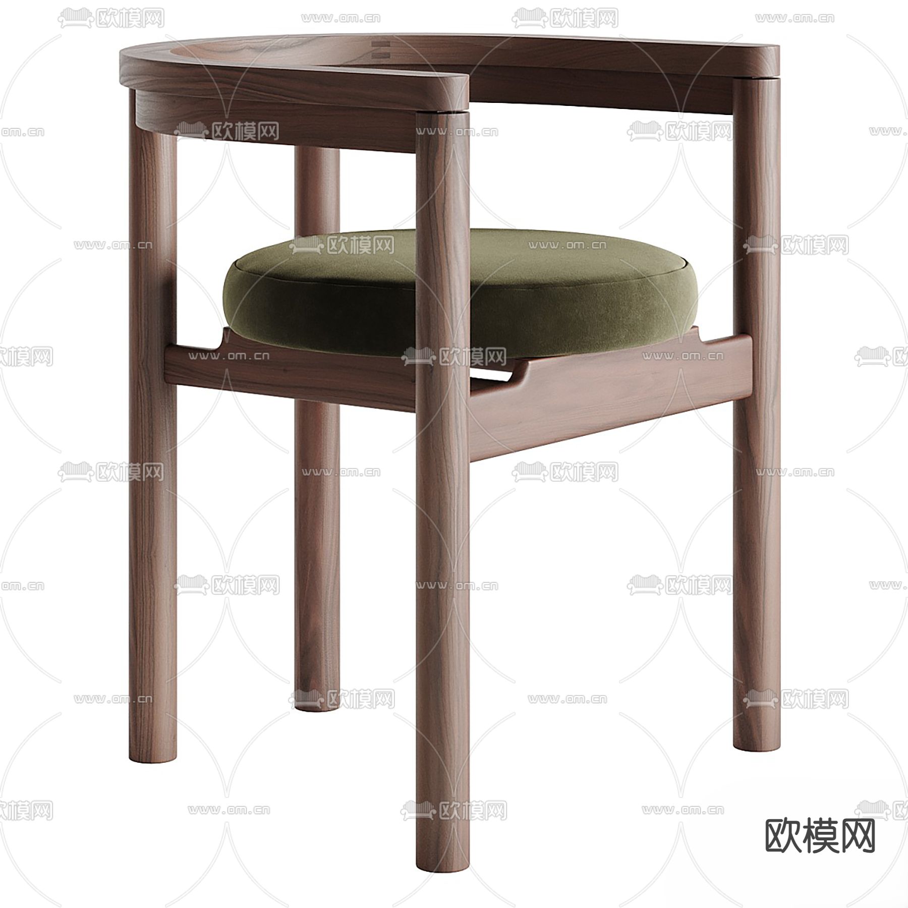 北欧实木单椅3d模型下载（渲染图2）