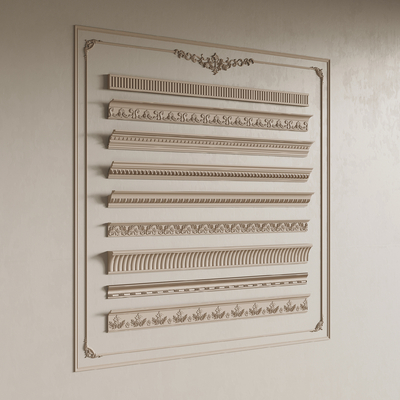  法式雕花石膏线su模型 