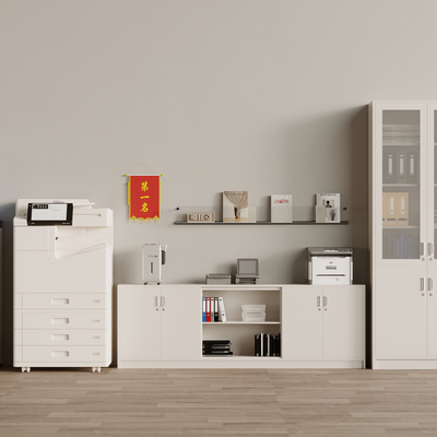  现代文件柜 打印机 饮水机su模型 