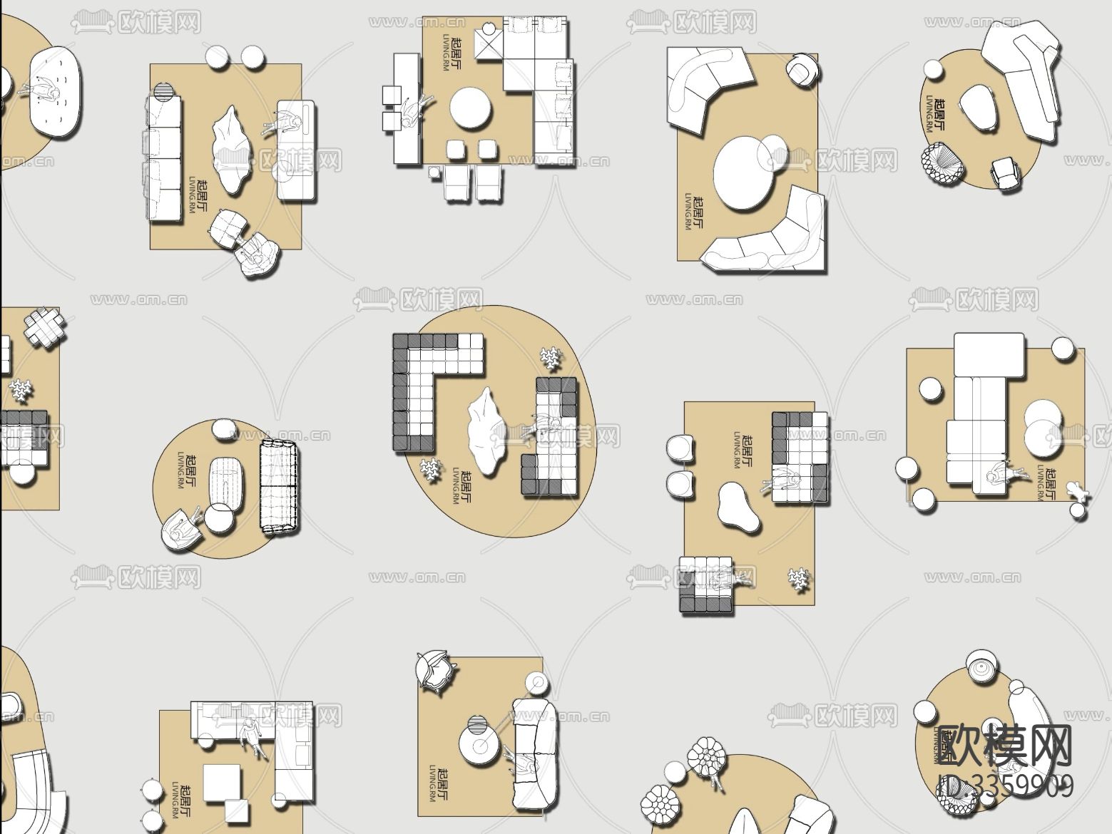 精选百款家具组合cad图库下载（渲染图2）