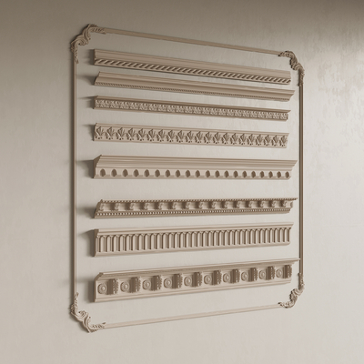  法式雕花石膏线su模型 