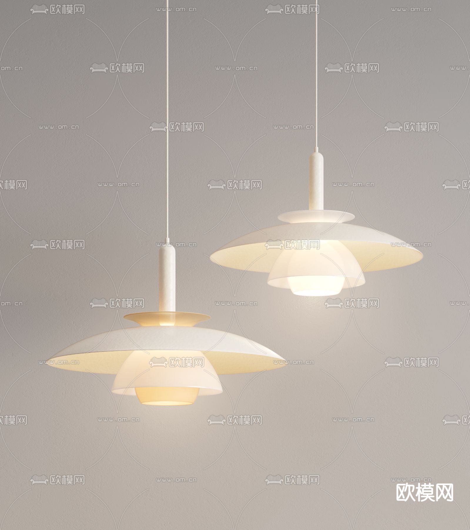 奶油风吊灯su模型下载（渲染图2）