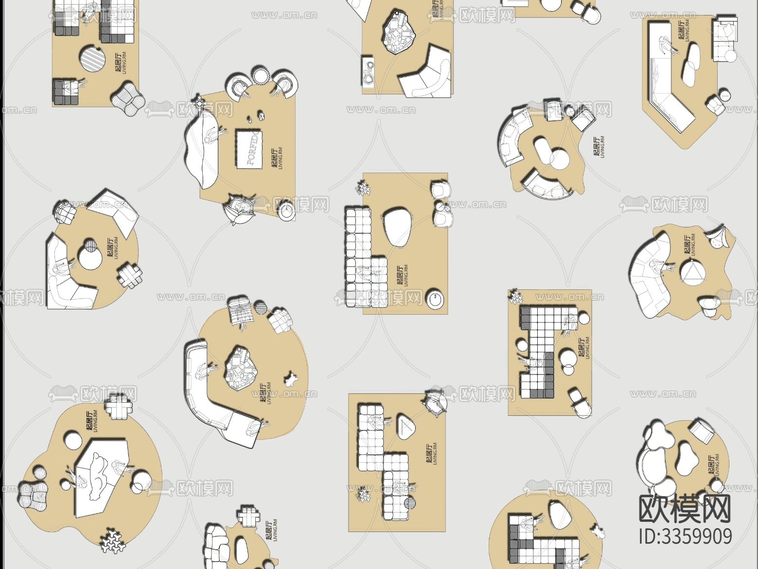 精选百款家具组合cad图库下载（渲染图1）