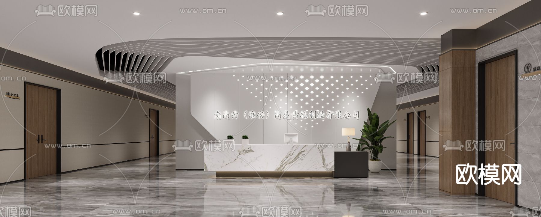 办公室前台 接待大厅3d模型下载