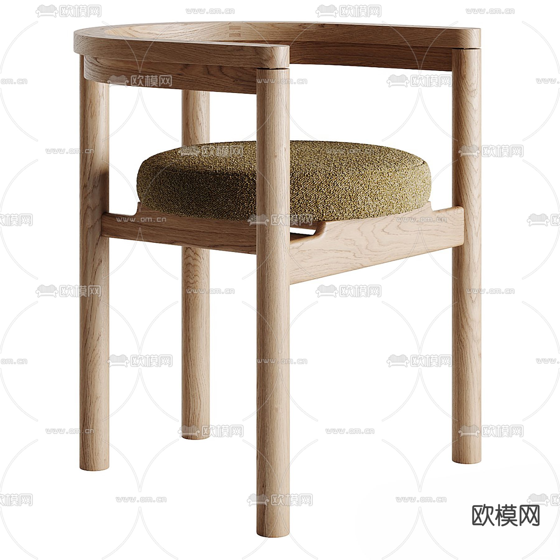 北欧实木单椅3d模型下载（渲染图1）