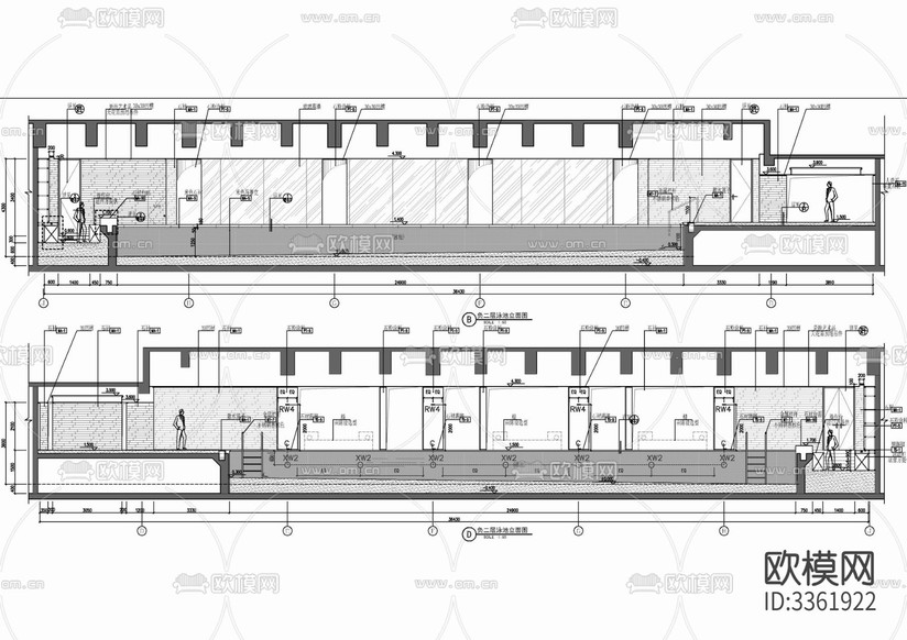650㎡游泳池及休閑區(qū)室內(nèi)裝飾 休閑娛樂 游泳會所cad施工圖下載(渲染圖6)