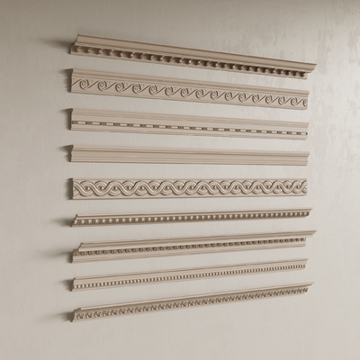  法式雕花石膏线su模型 