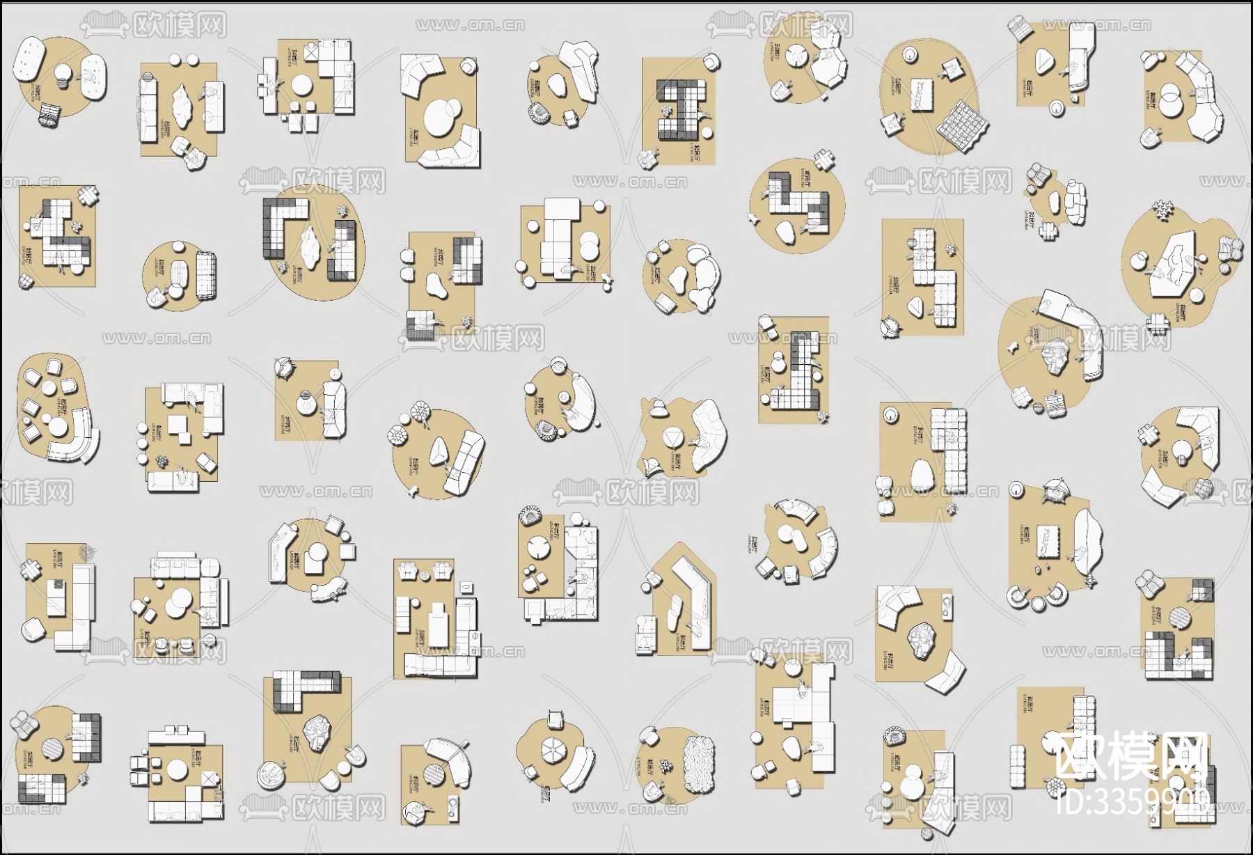 精选百款家具组合cad图库下载（渲染图4）