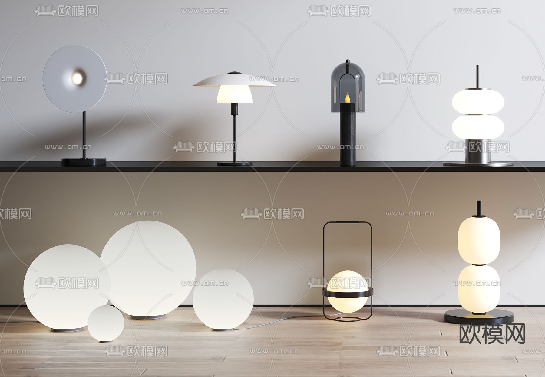 圆球台灯 阅读灯3d模型下载