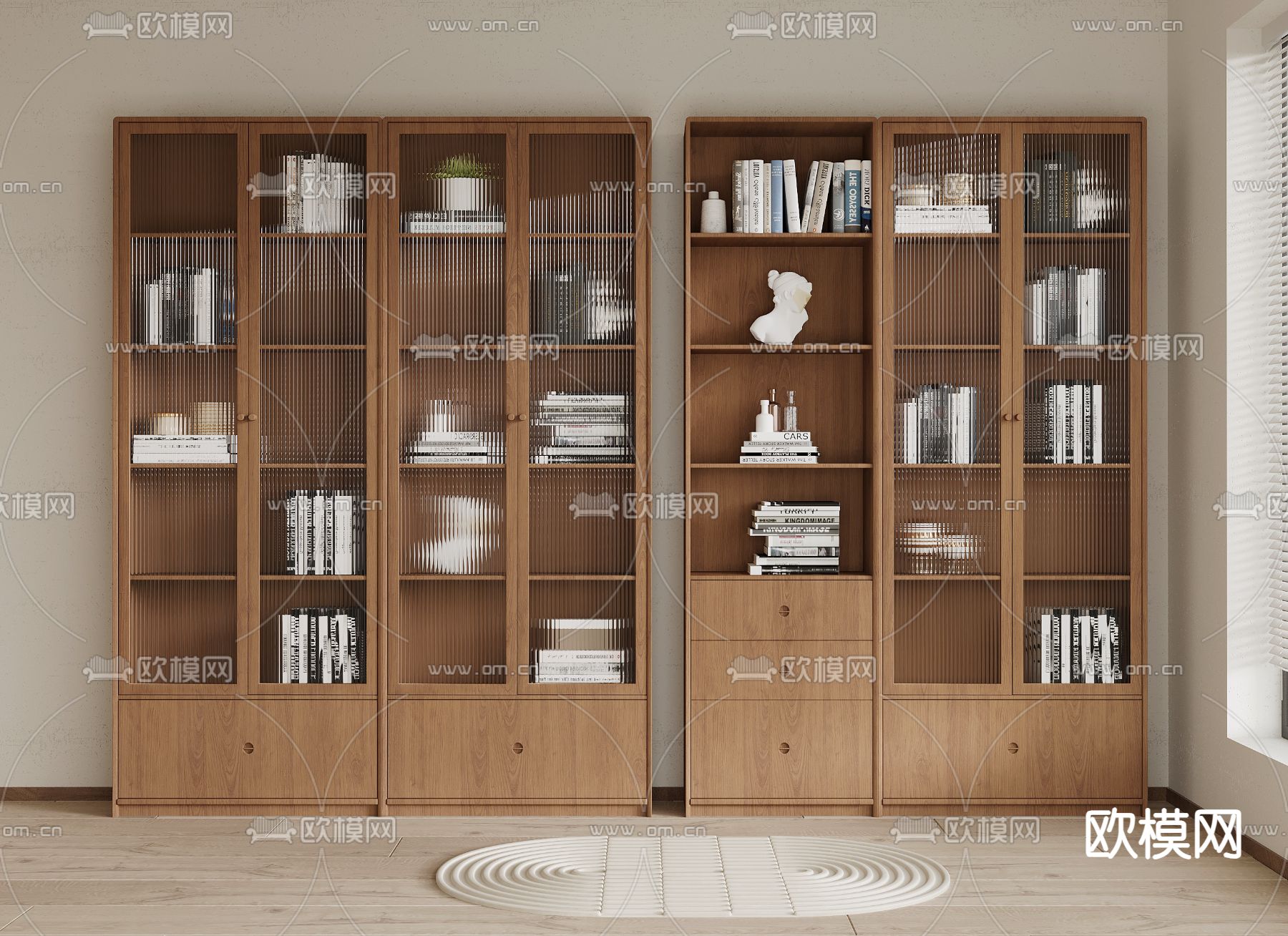 侘寂书柜 陈列柜3d模型下载