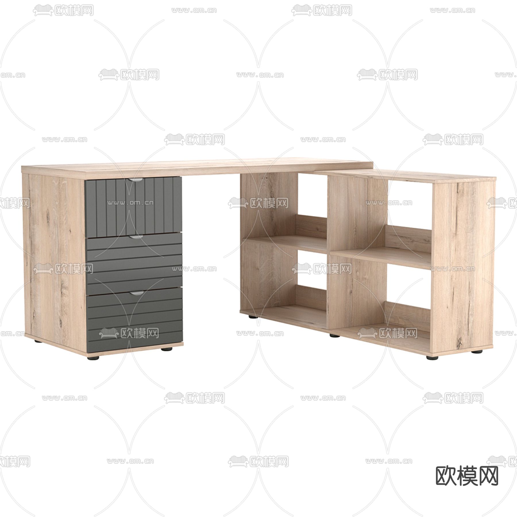 侘寂办公桌 大班台3d模型下载