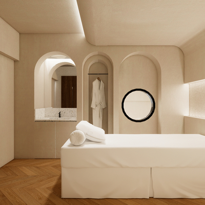  美容间 洗手池 美容床su模型 