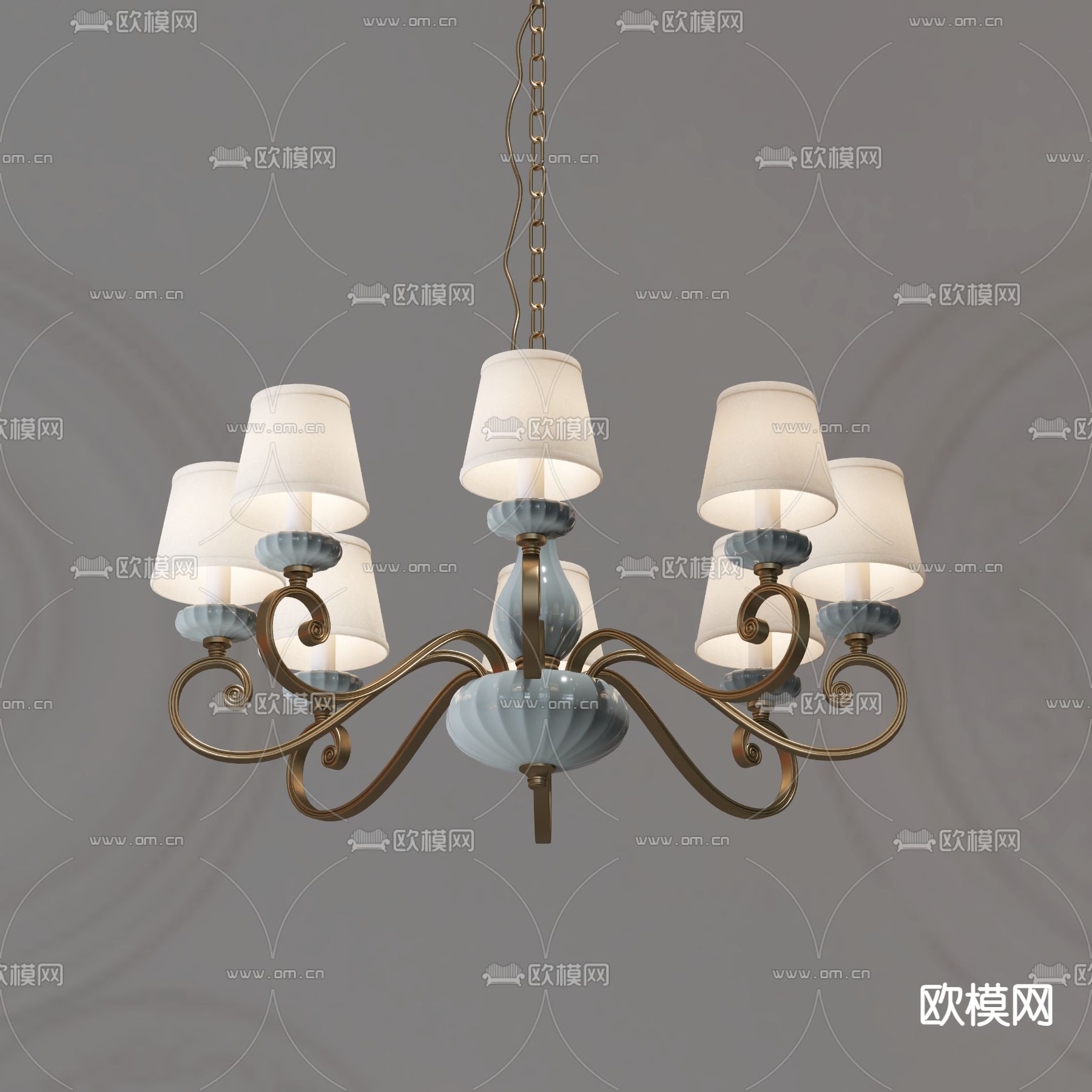 简欧吊灯 大厅吊灯3d模型下载（渲染图2）