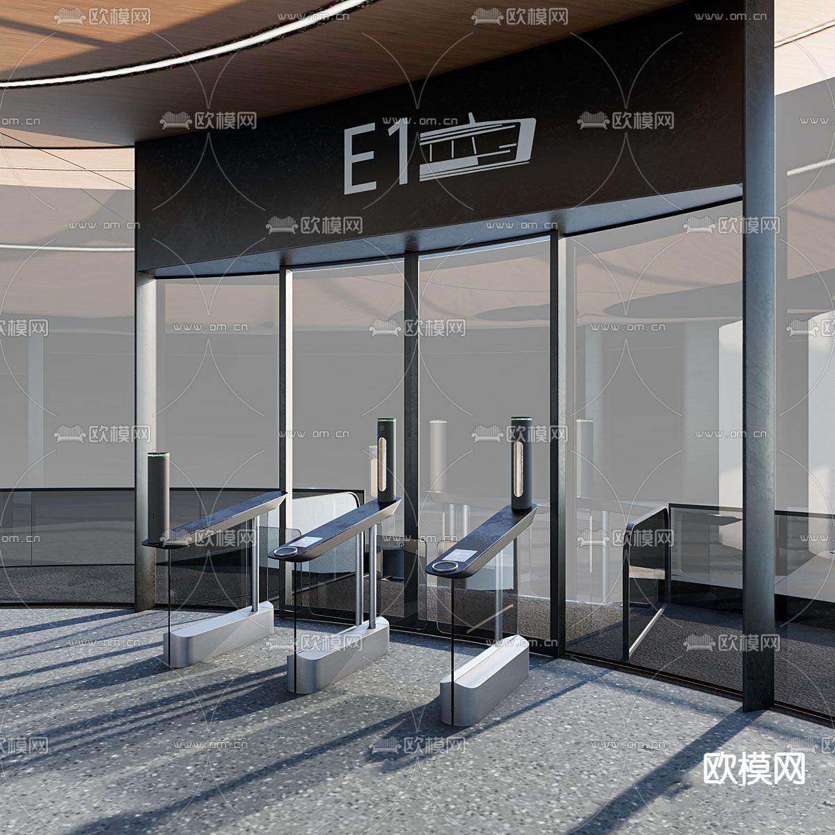 码头登船平台 登船口大厅3d模型下载（渲染图2）