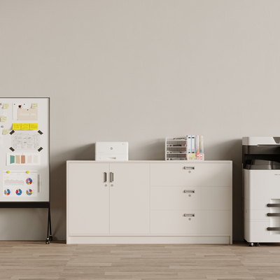  现代文件柜 打印机su模型 