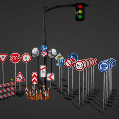  交通信号牌 指示牌 路牌su模型 