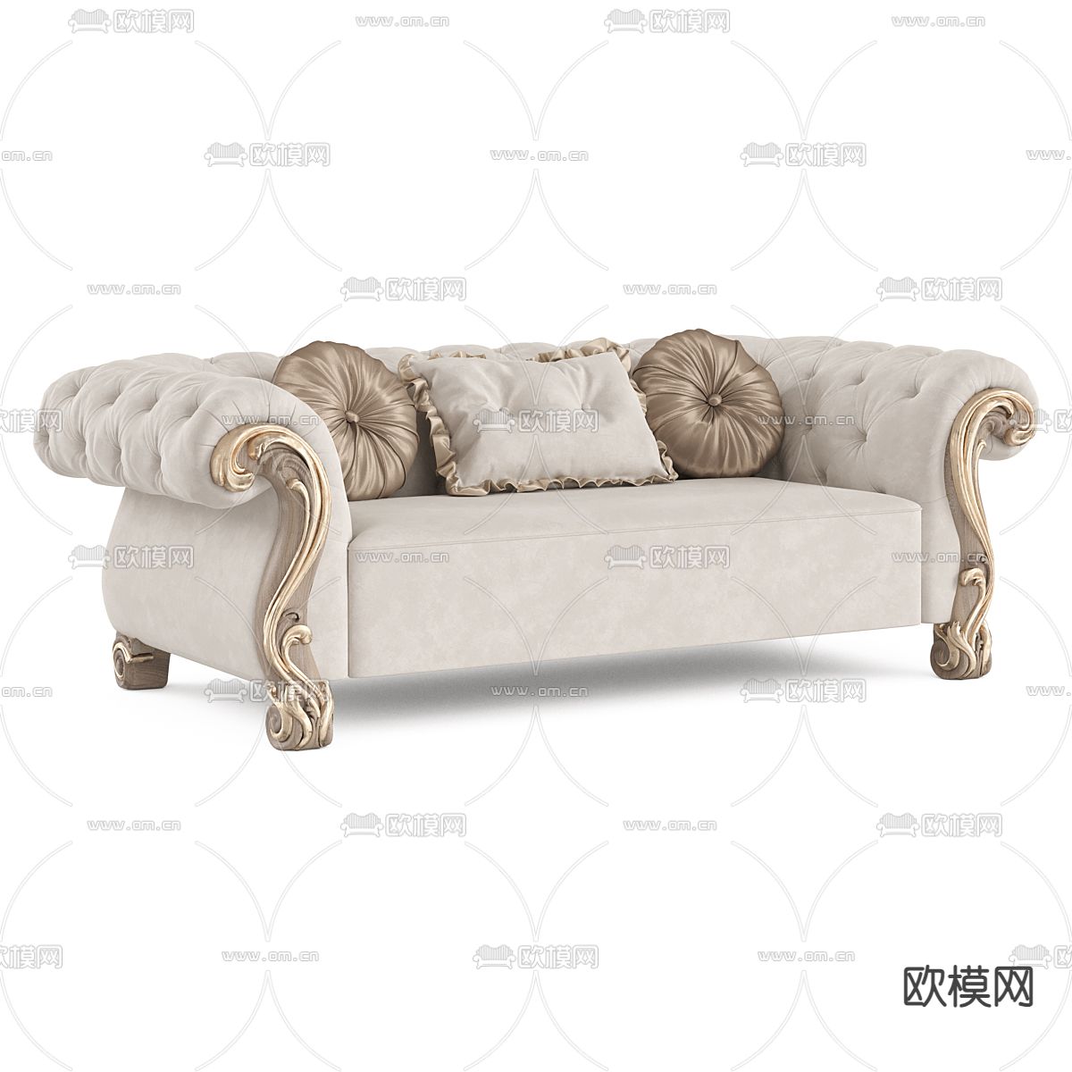 欧式双人沙发3d模型下载（渲染图1）