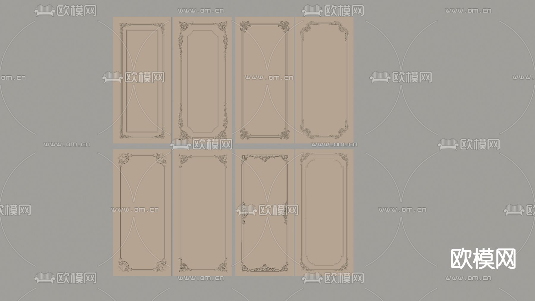 法式雕花护墙板su模型下载（渲染图1）