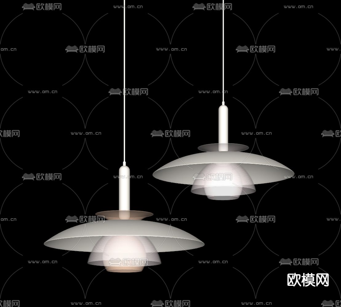 奶油风吊灯su模型下载（渲染图1）