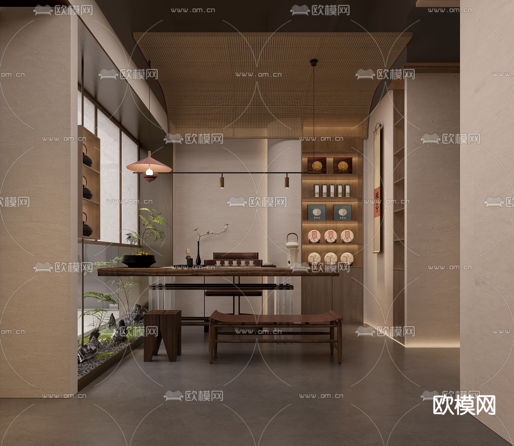 新中式茶叶店 茶馆 茶楼3d模型下载