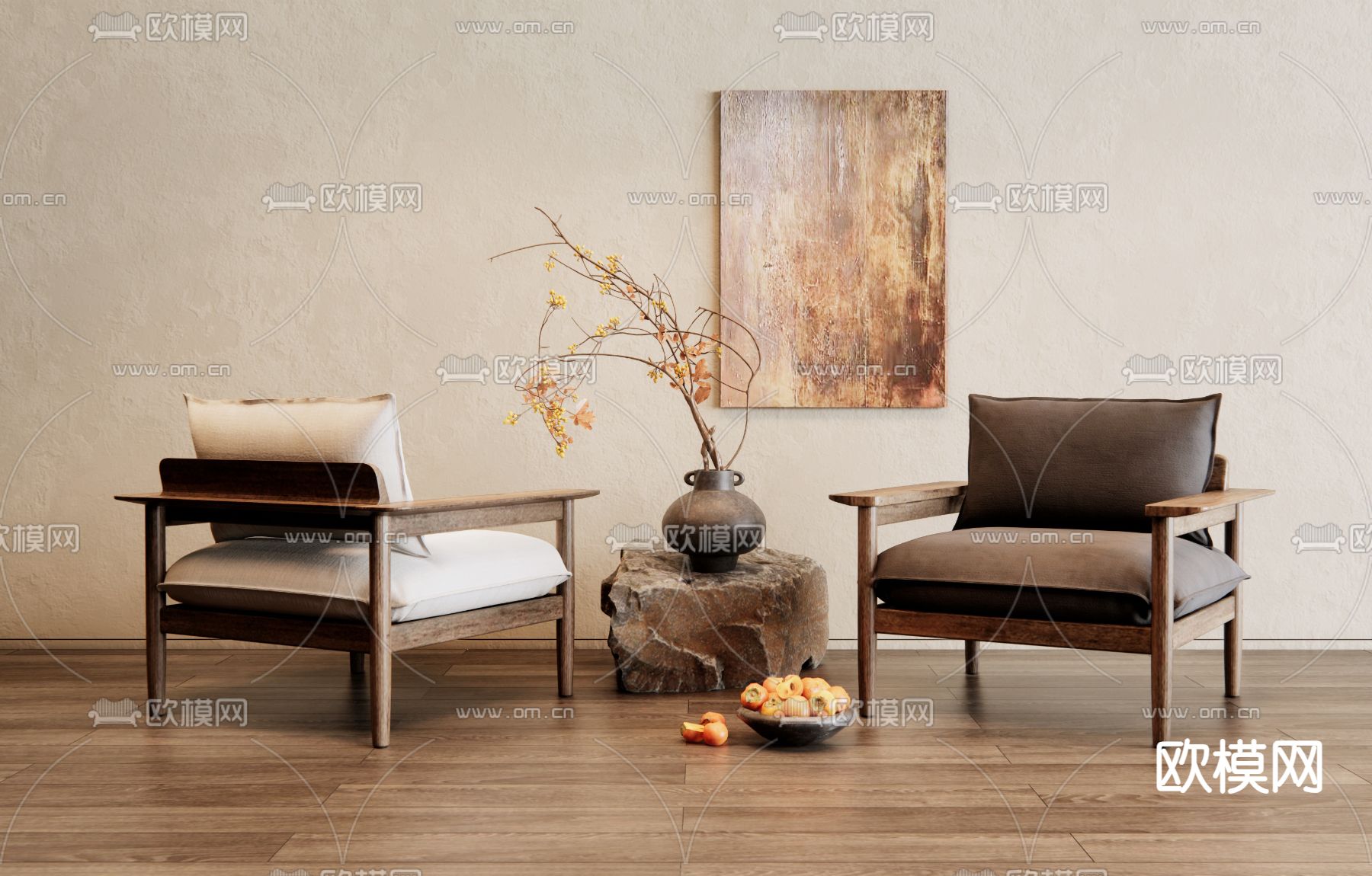 中古风椅子 休闲椅 桌几3d模型下载