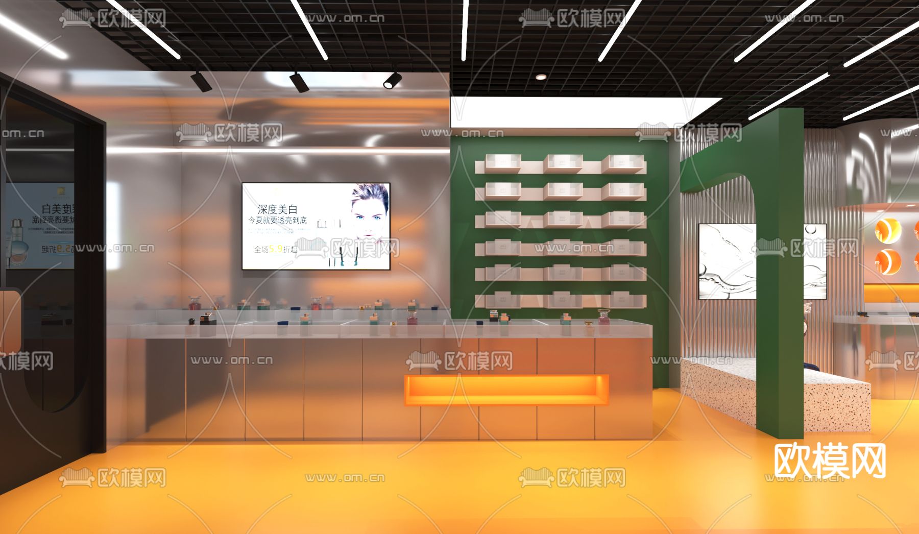 现代美妆店 化妆品店3d模型下载（渲染图6）