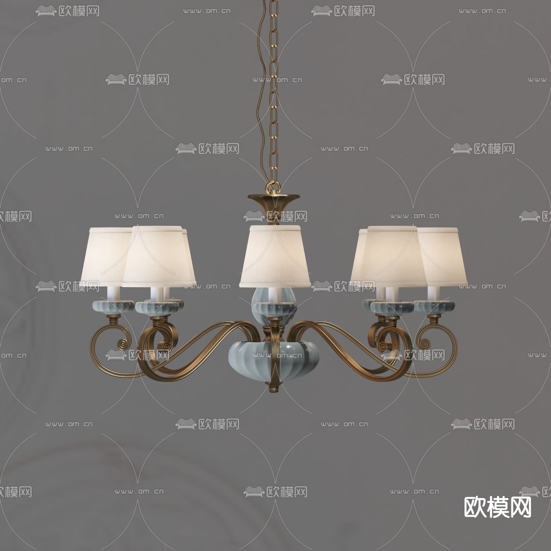 简欧吊灯 大厅吊灯3d模型下载（渲染图1）