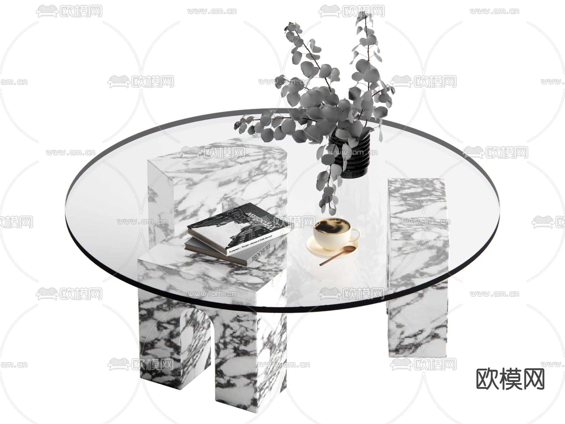 中古风茶几su模型下载（渲染图2）