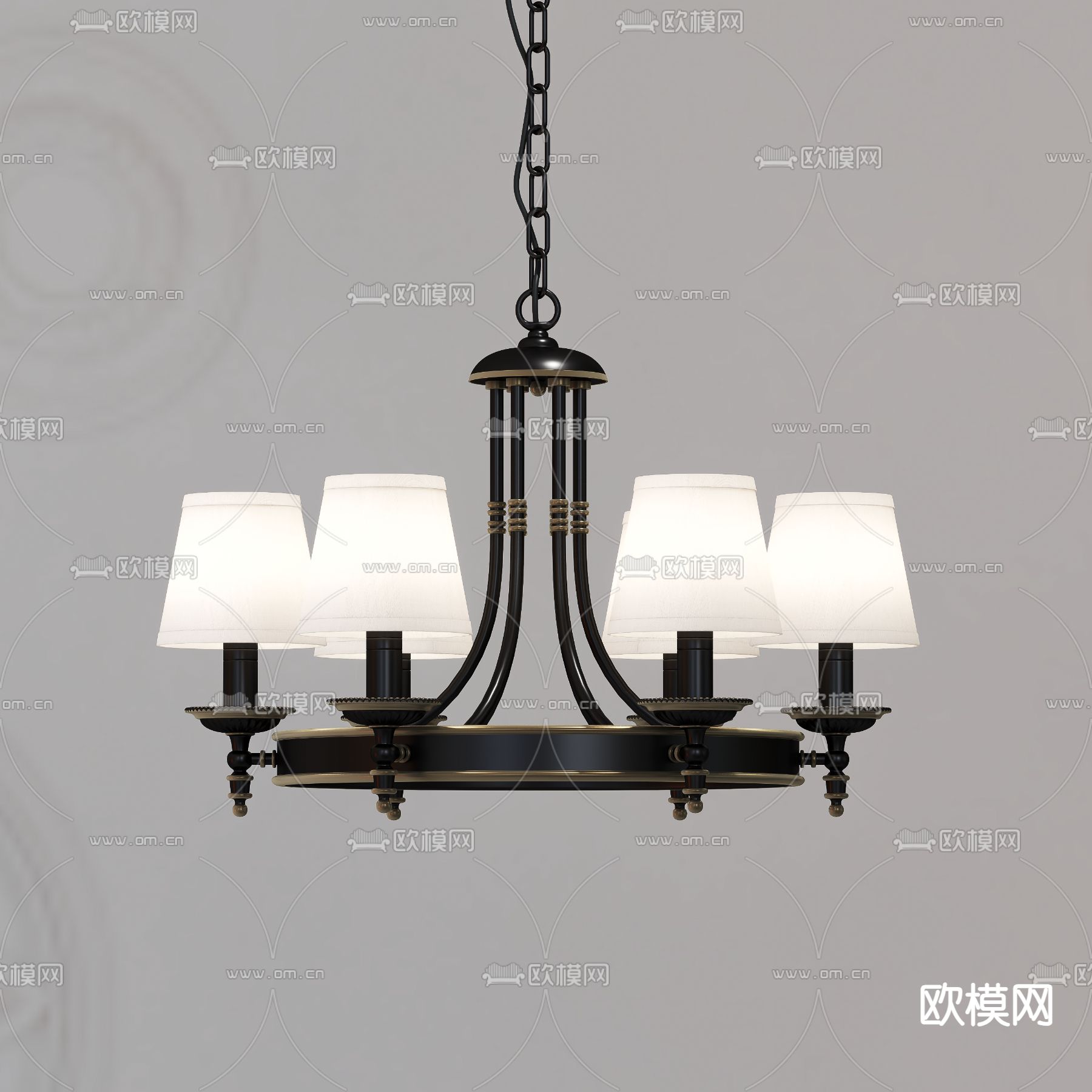 美式吊灯 多头吊灯3d模型下载（渲染图2）