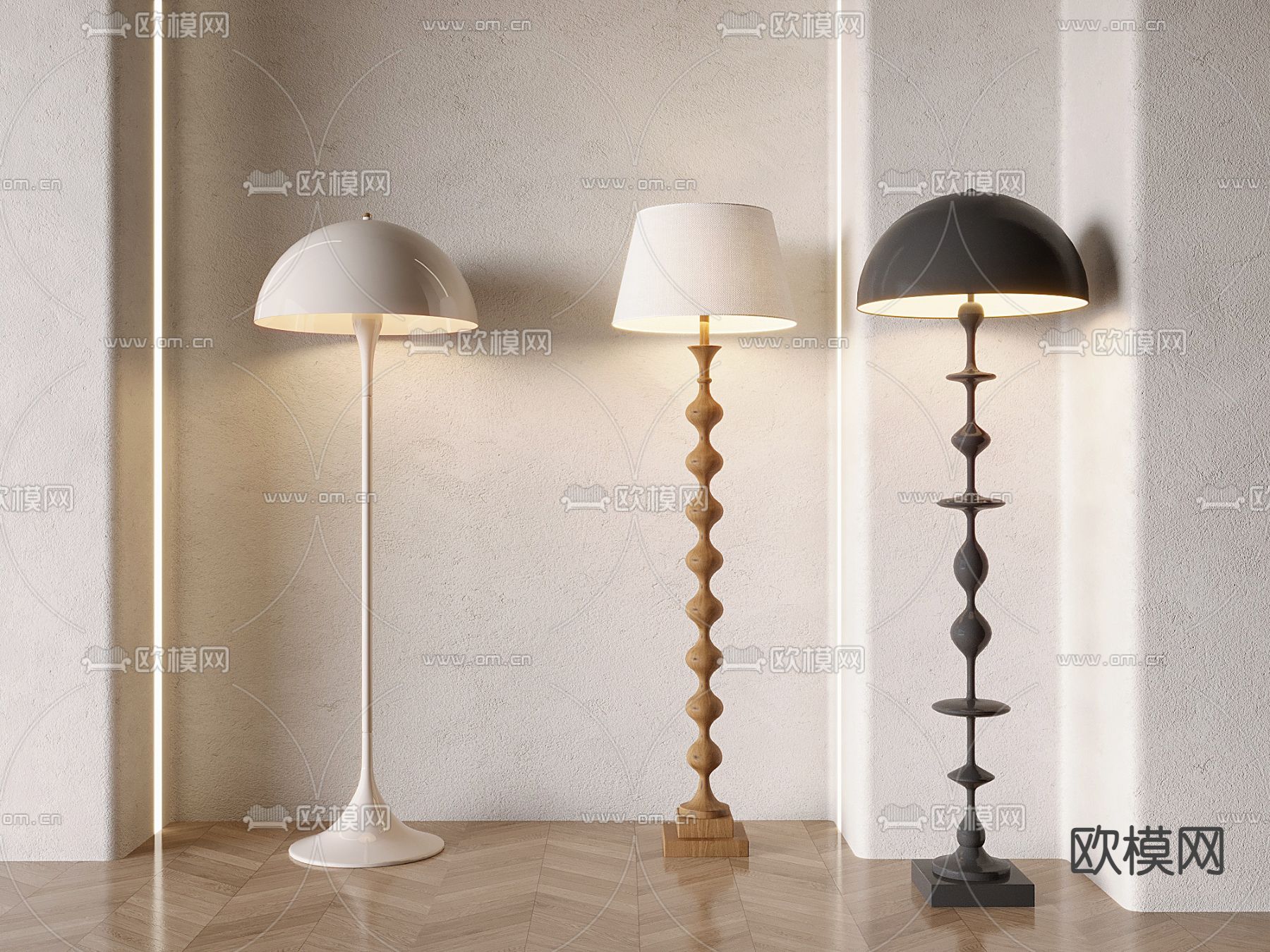 侘寂落地灯 蘑菇落地灯3d模型下载