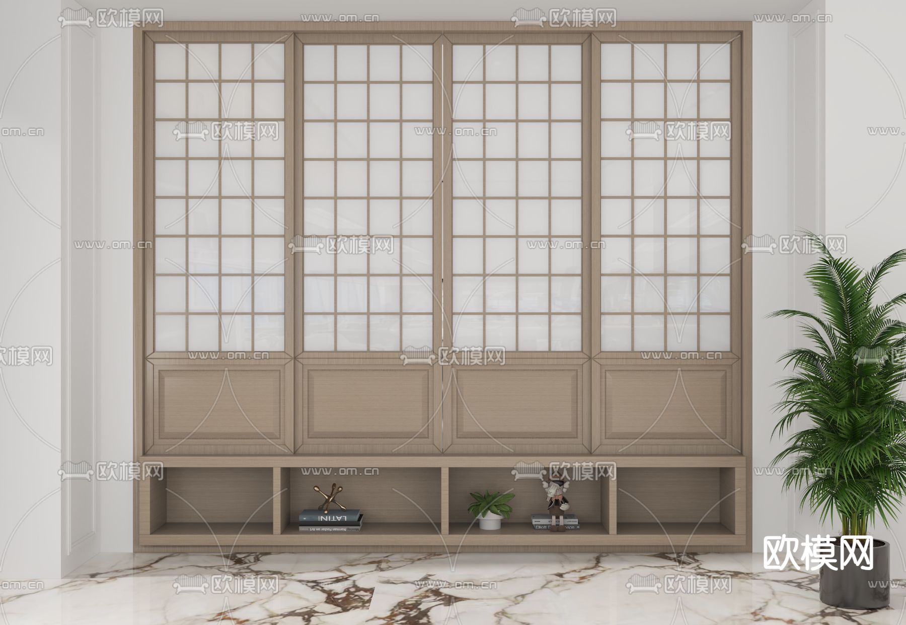 日式屏风隔断3d模型下载