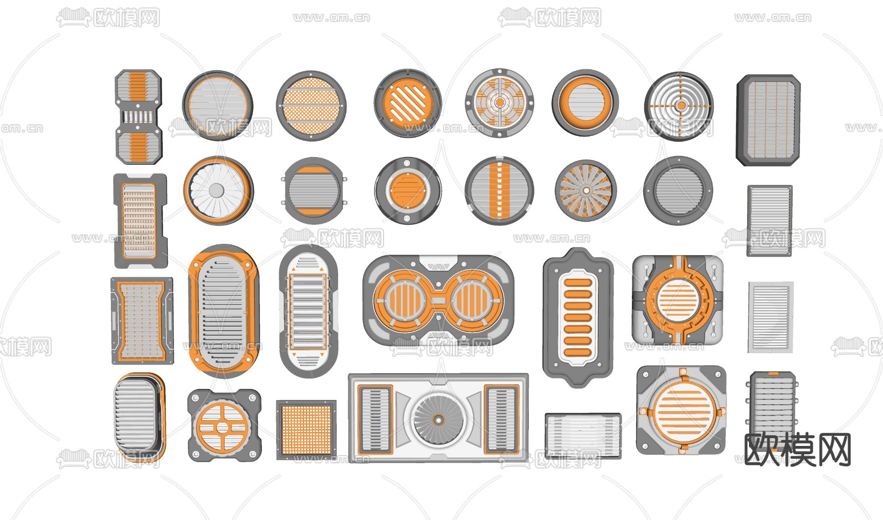 空调出风口 排气扇 排气通道3d模型下载（渲染图2）