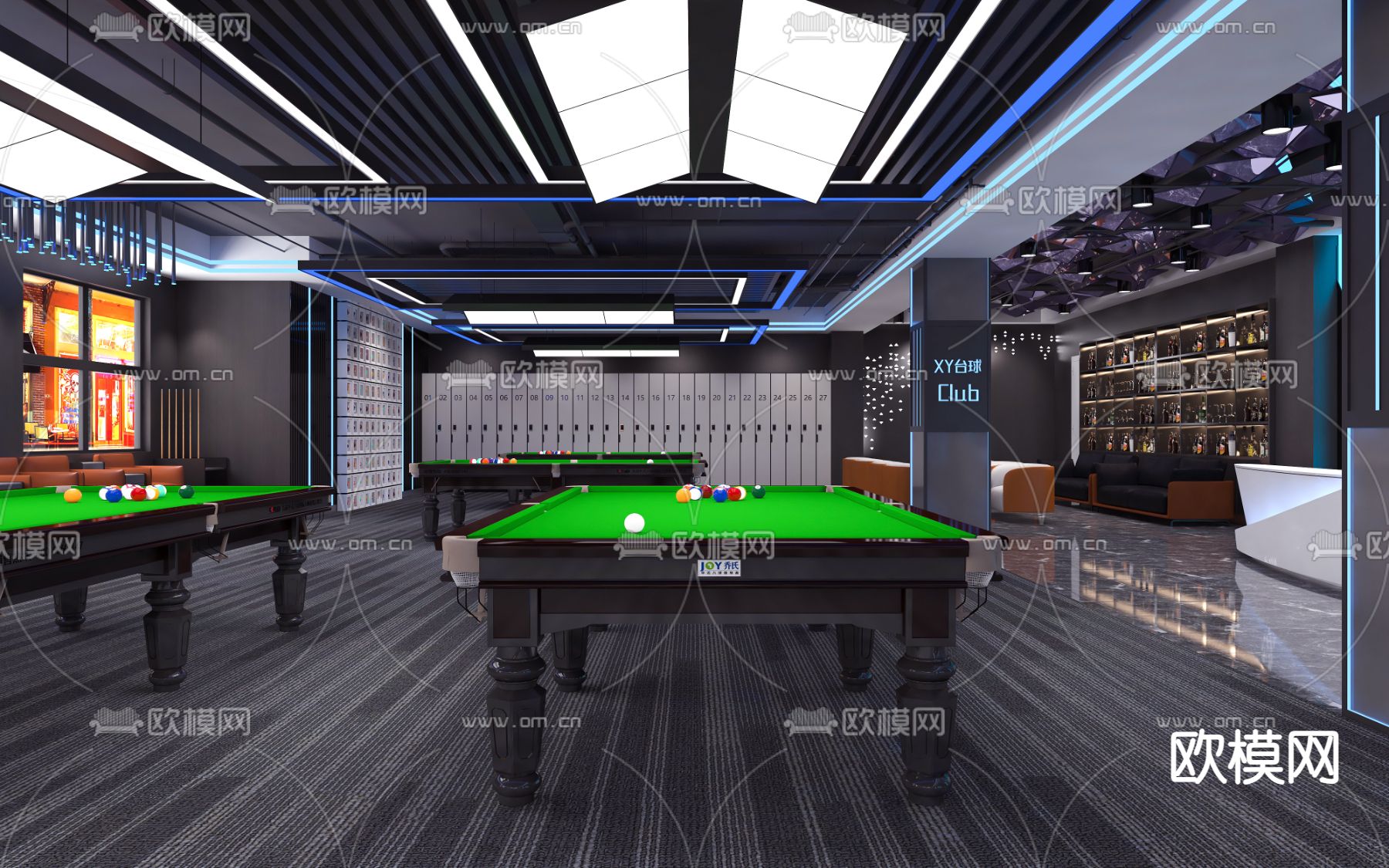 台球俱乐部 台球室3d模型下载（渲染图3）
