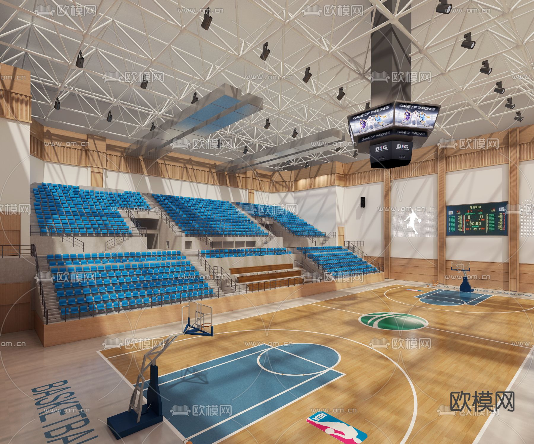 体育馆 篮球场3d模型-Pic-1