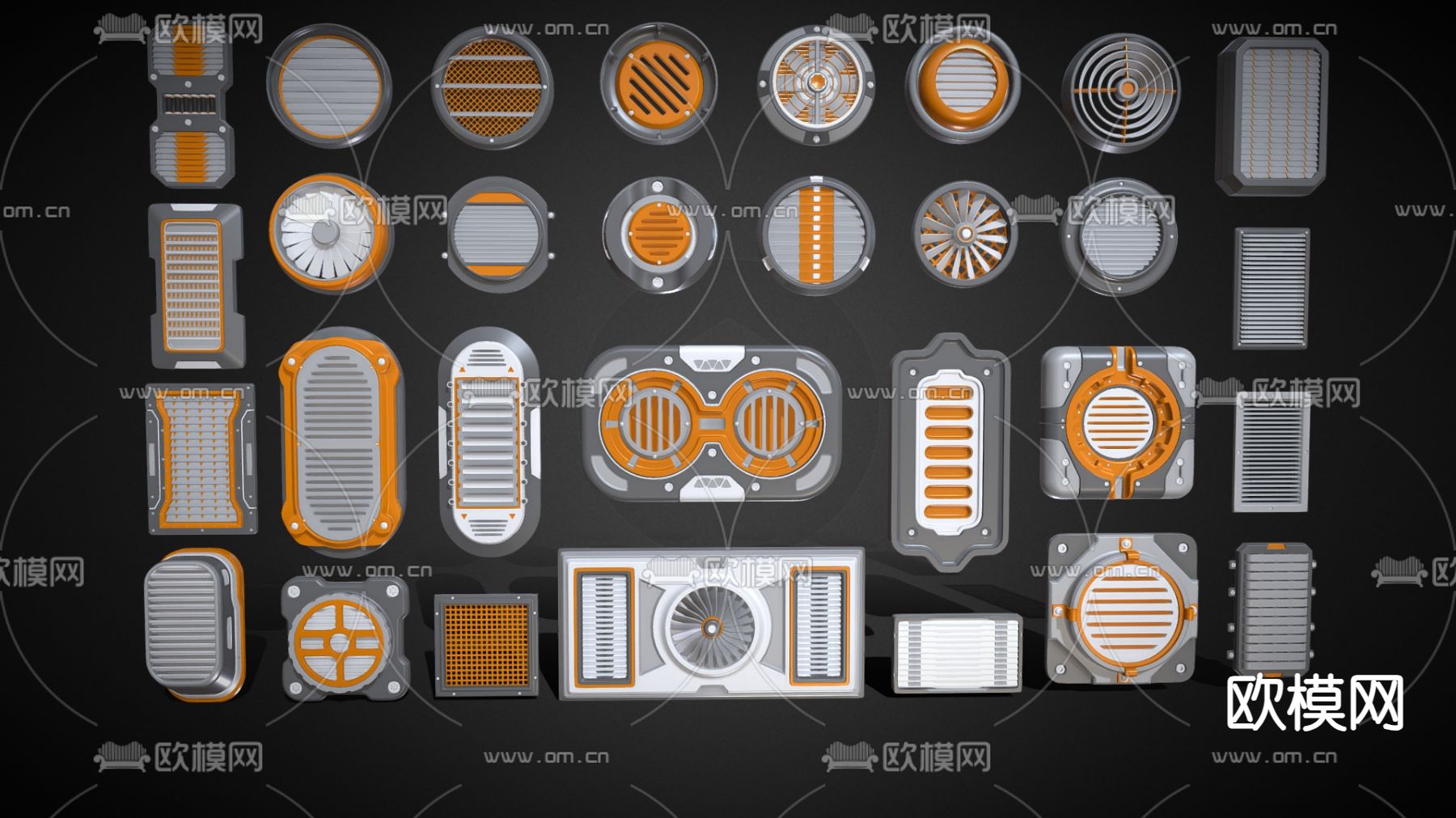 空调出风口 排气扇 排气通道3d模型下载（渲染图1）