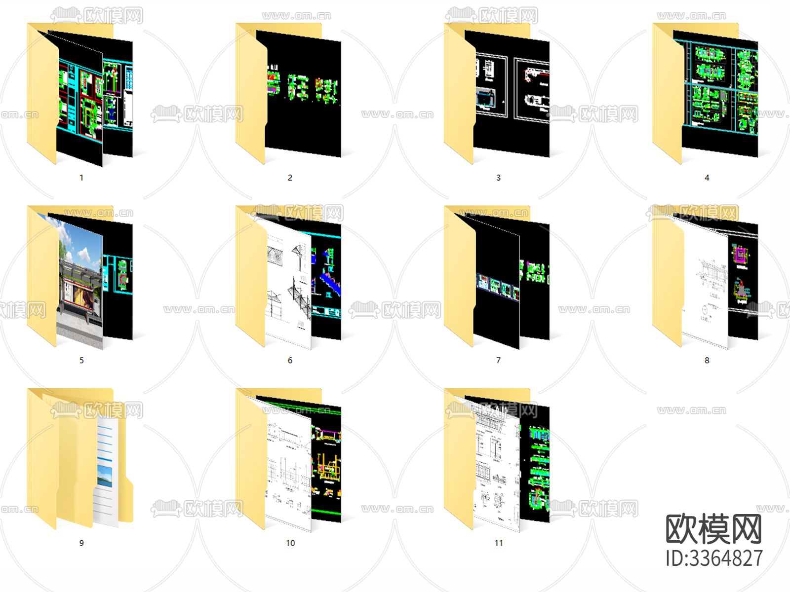 公交站台候车亭候车台公交站cad施工图下载（渲染图2）