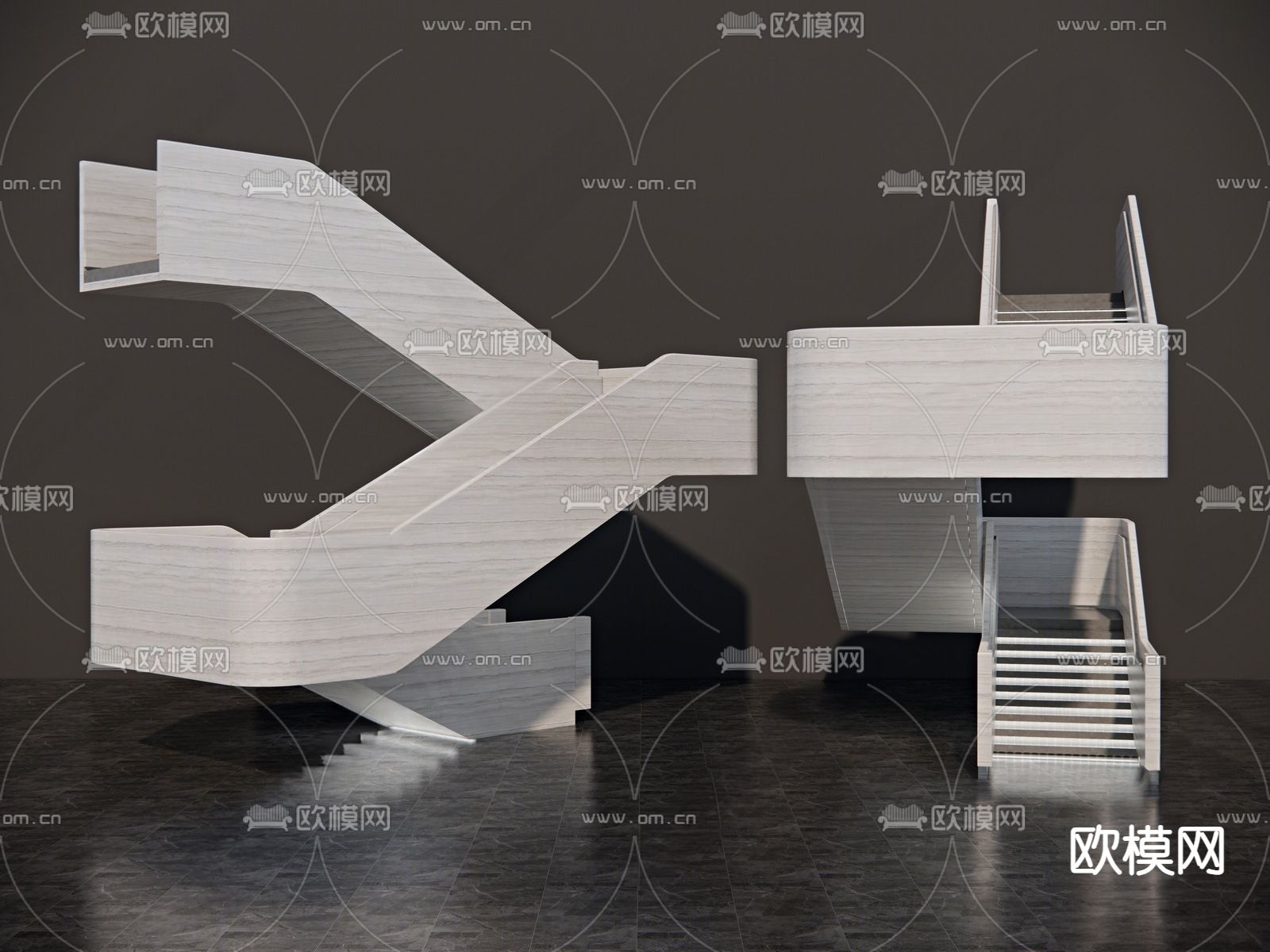 极简楼梯 直跑楼梯3d模型下载