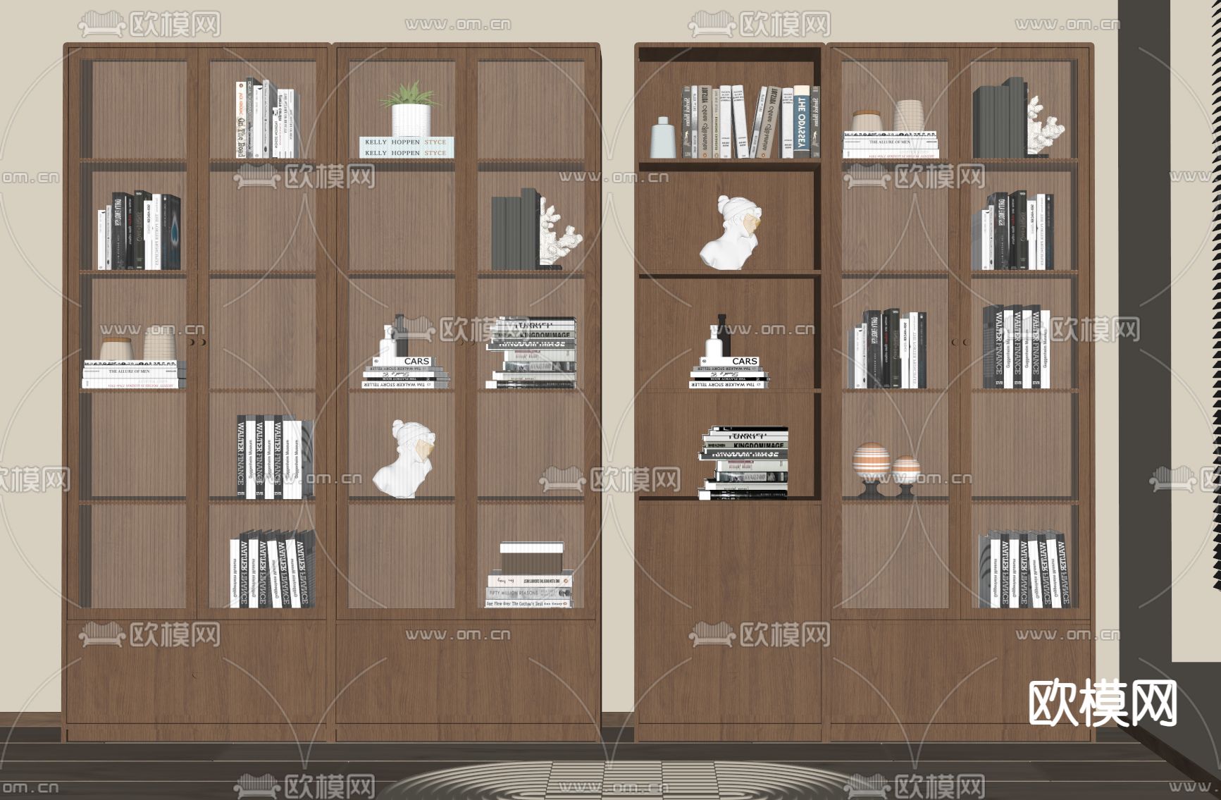 北欧书柜su模型下载（渲染图1）