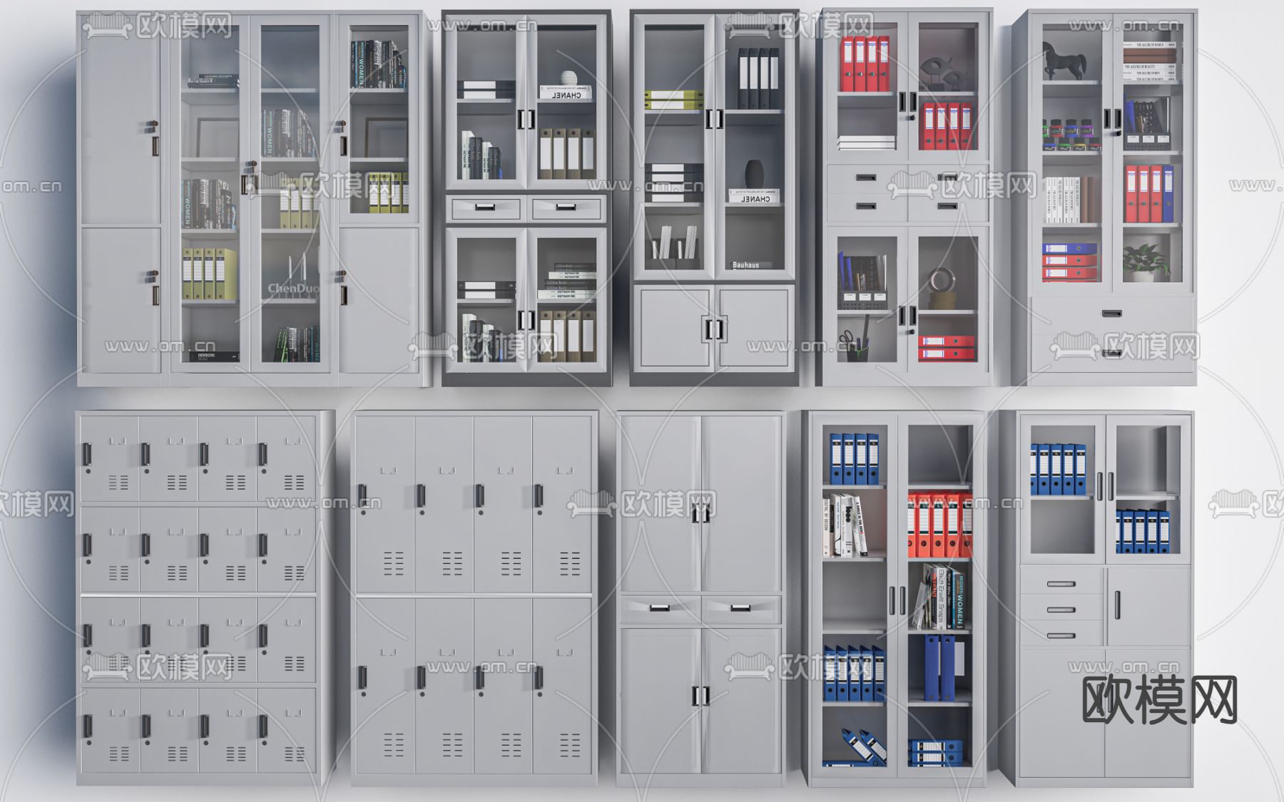 文件柜 储物柜 铁皮柜su模型下载（渲染图2）