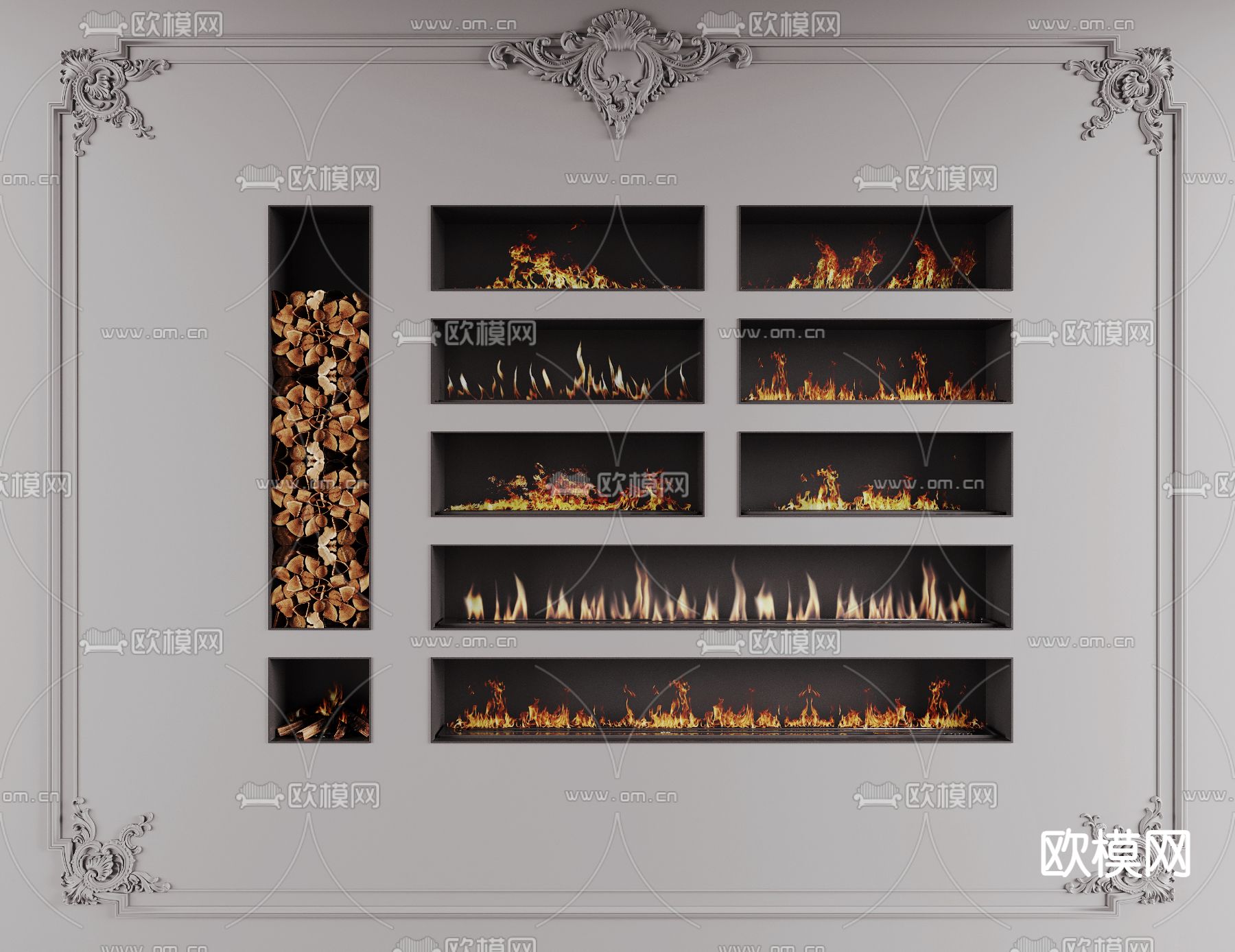 现代壁炉su模型下载（渲染图2）